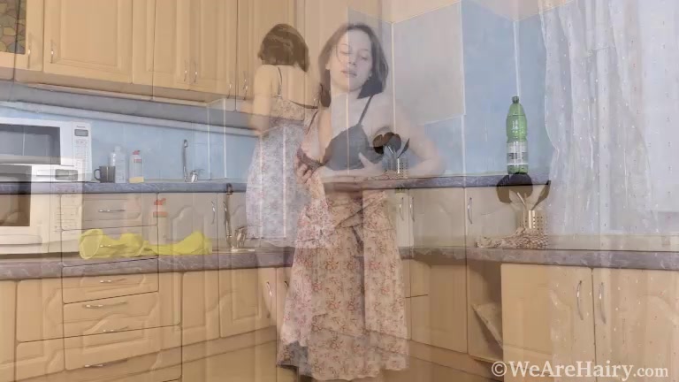 Medeya has naughty times while in her kitchen - WeAreHairy
