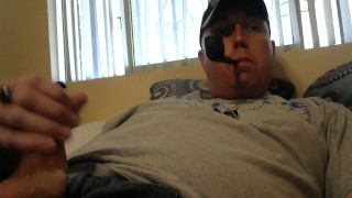 Thrill Sergeant Smoking Pipe and Masturbating to Porn