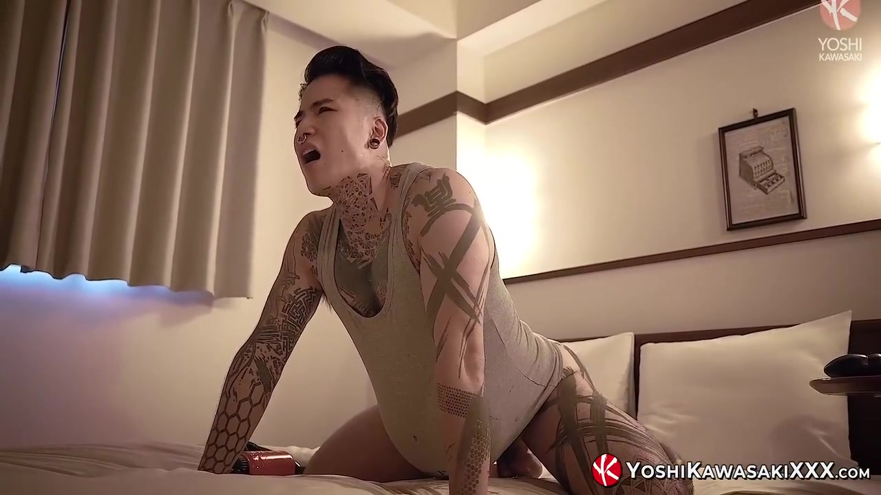 Yoshi Kawasaki - Tattooed Pleasures His Hole With Huge Sex Toy