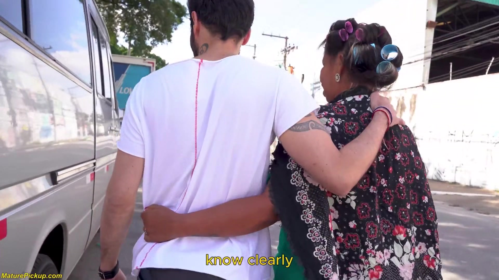 Grannys First Anal Threesome In A Van