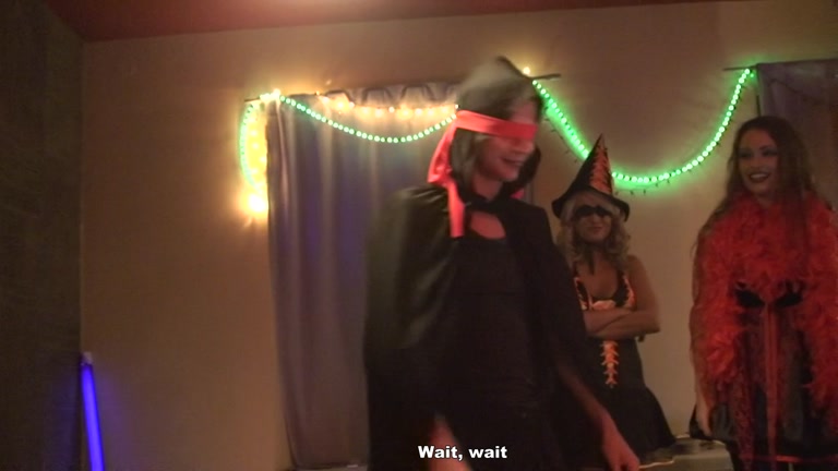Sexy students 18+ celebrate Halloween scene 2