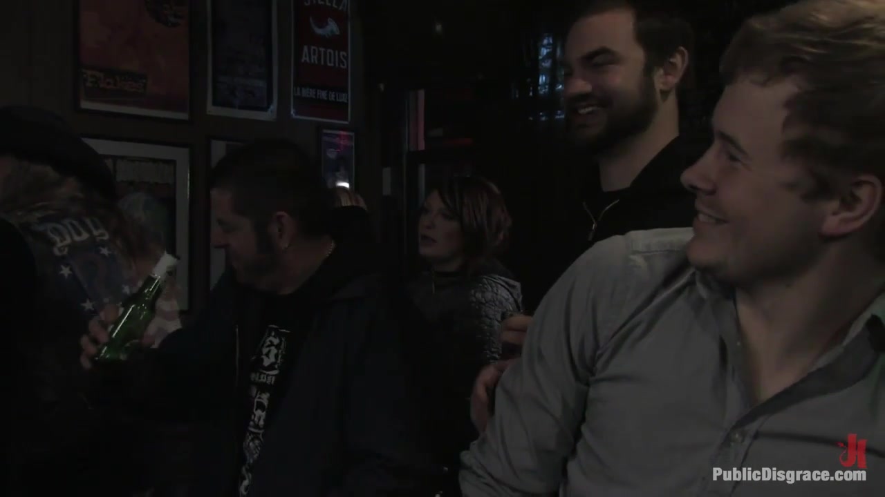 Beautiful Brunnette, Jade Indica, Is Bound And Fucked In A Crowded Bar - PublicDisgrace