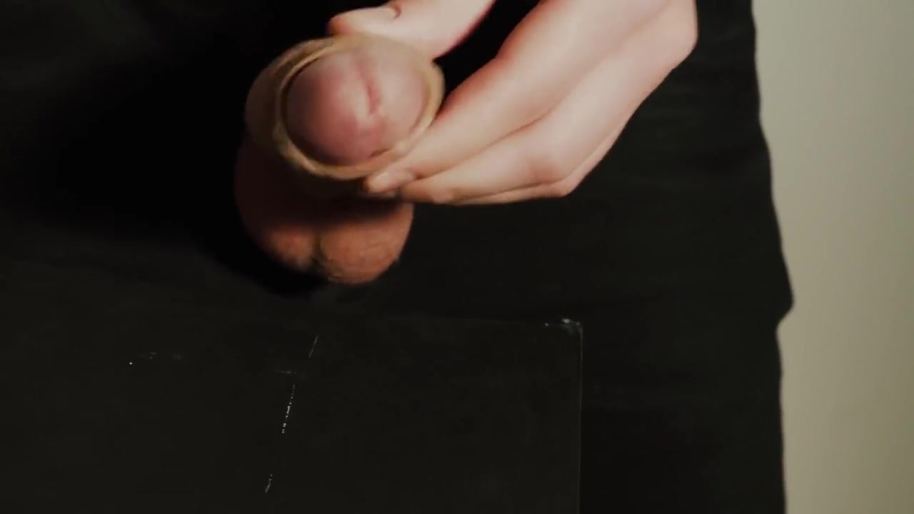 Thick Uncut Dick Growing In Black Jeans. Natural Foreskin. Cum On Black Plate