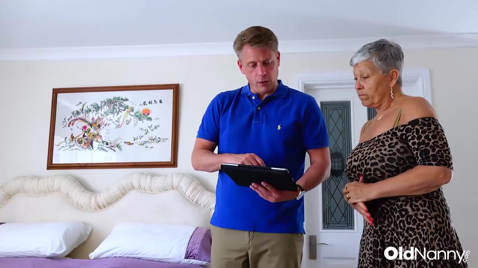 Mature Granny Seduces Young Realtor In Bedroom
