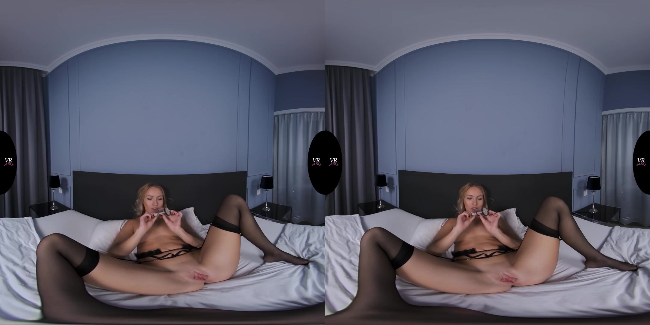 Pink and Puffy Pussy of Angelika - Blonde Pornstar Angelika Grays Solo Masturbation in Lingerie and Stockings
