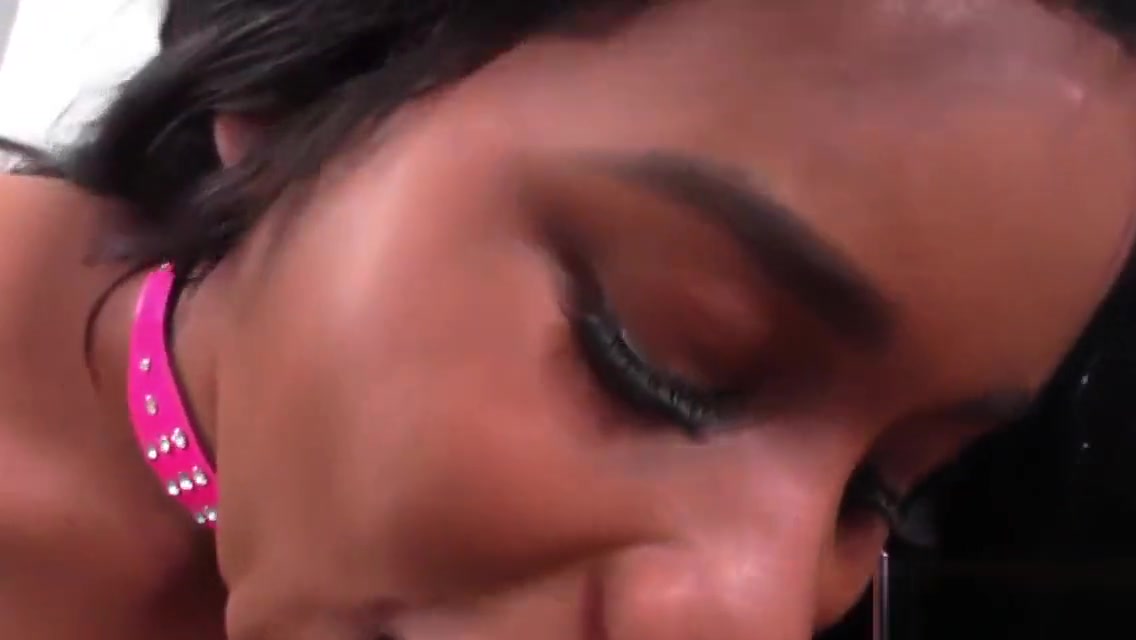 Ebony tgirl cums on face