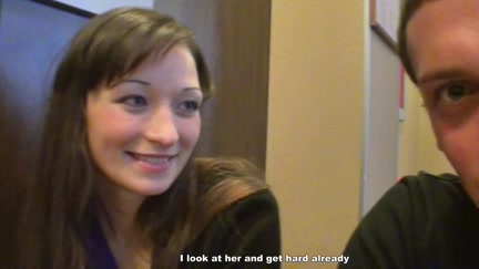 Titted gal sucks 2 weenie in the water closet