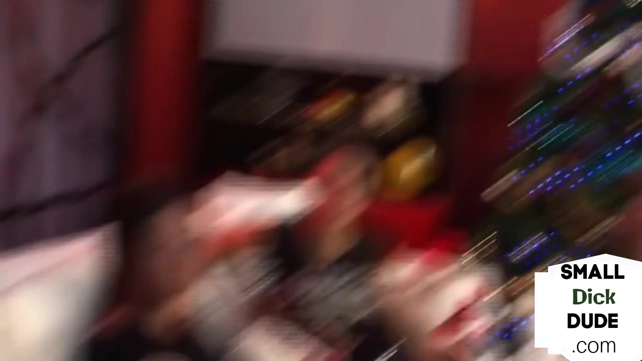Bigboobed femdoms tugging santas micro penis