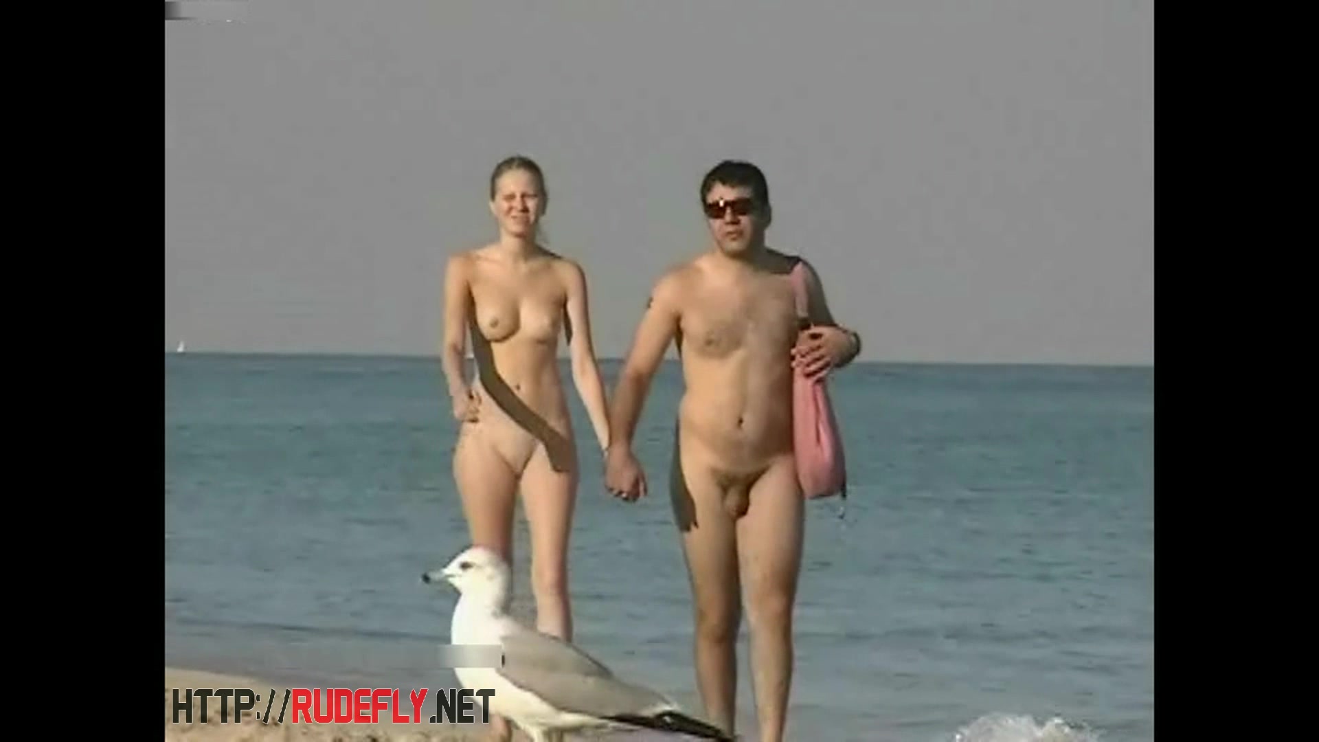 Peeping at a hot nudist couple on the beach