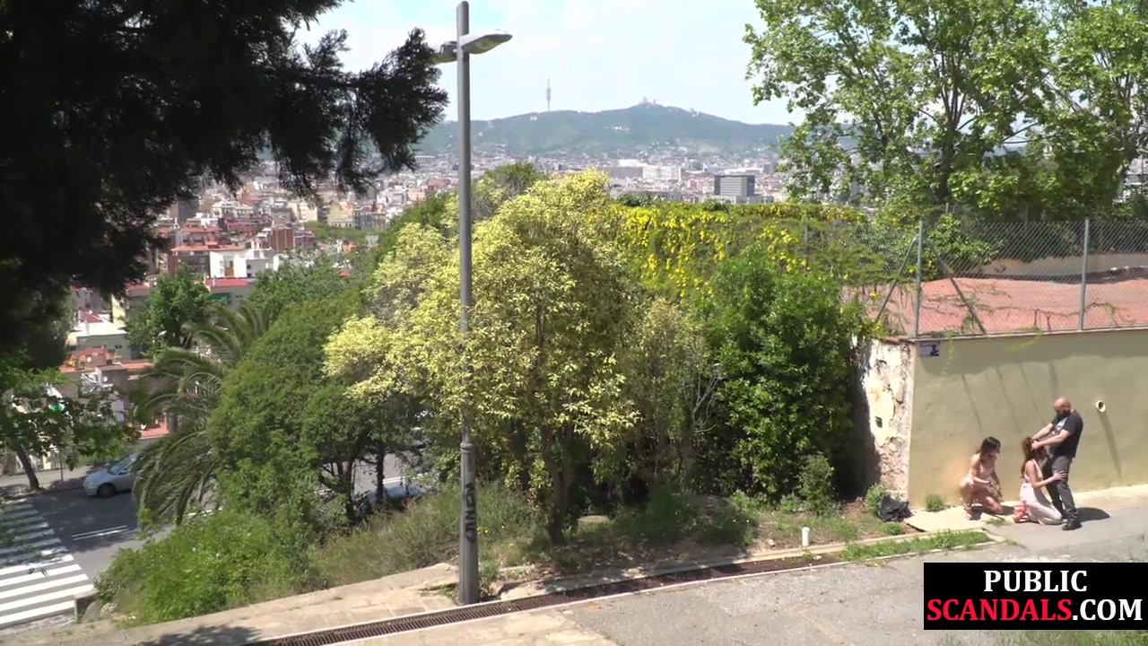 Public slut in bondage fucked outdoor at public place