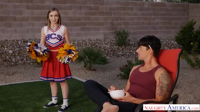 Cheerleading Slut Gets Her Shaved Pussy