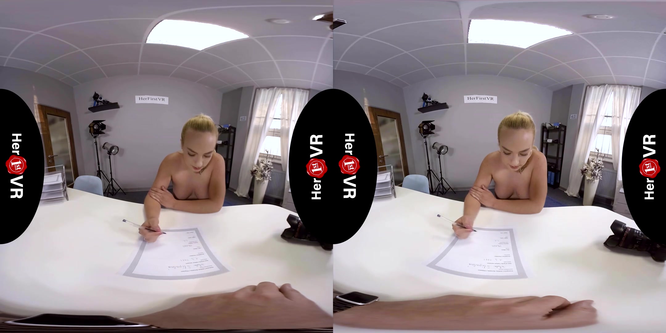 Nicole - First VR Casting; striptease solo masturbation audition blonde big tits curvy