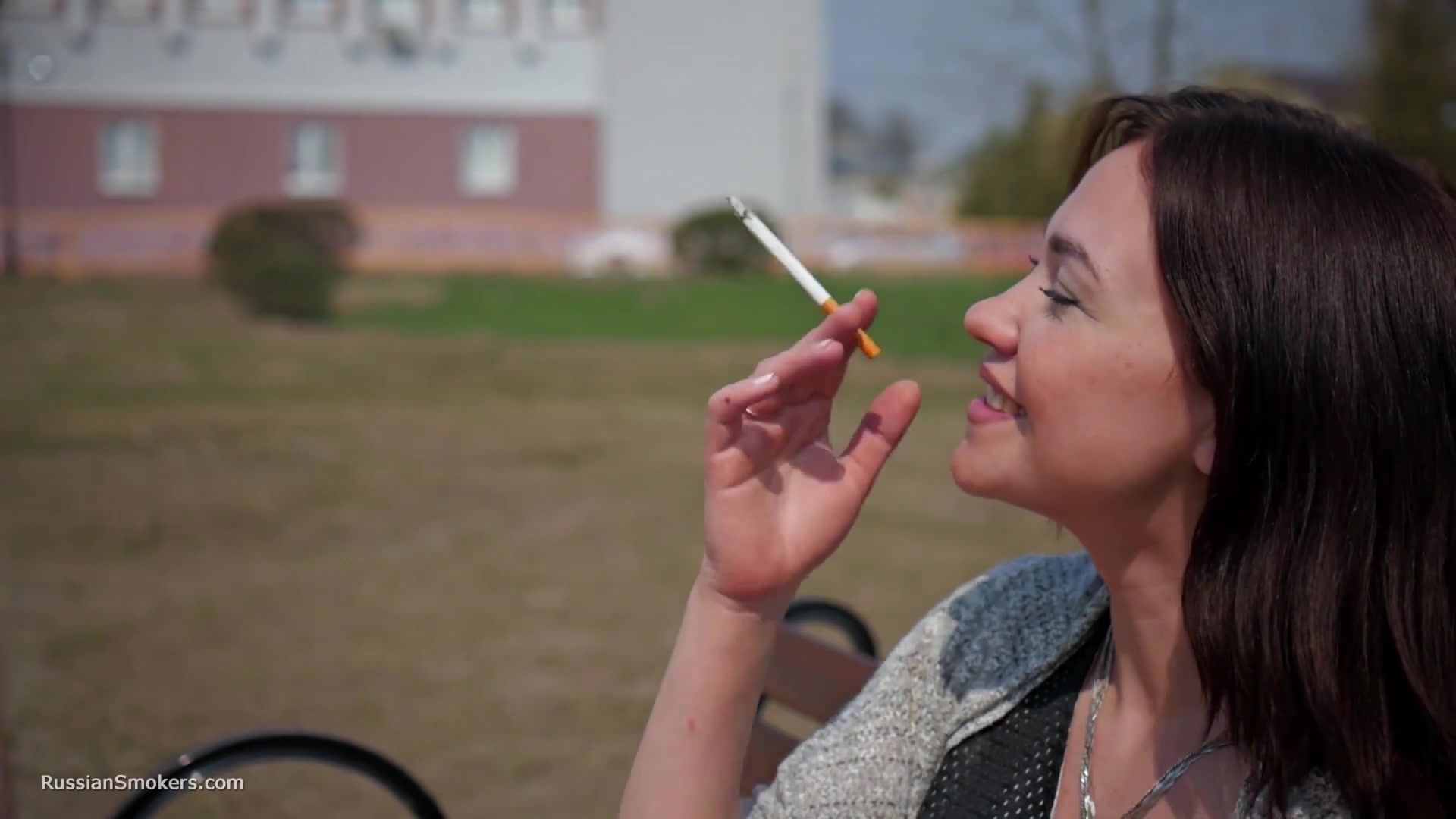Step mother Of 3 Step sons Is Answering My Questions While Smoking 120mm Saratoga Cigarette