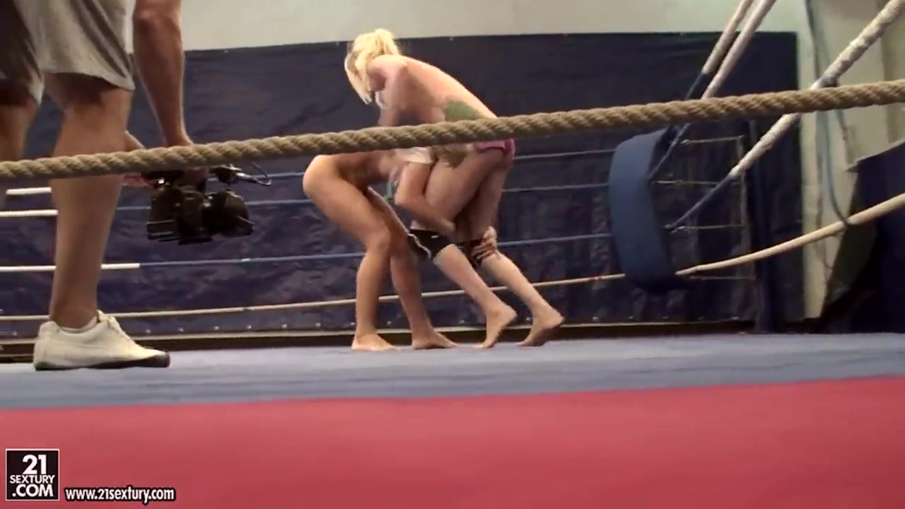 Angel Long and Cathy Heaven are having fun fucking each other on a boxing ring