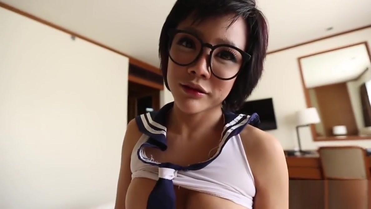 Hello LadyBoy - Nerdy Asian ladyboy wears outfit