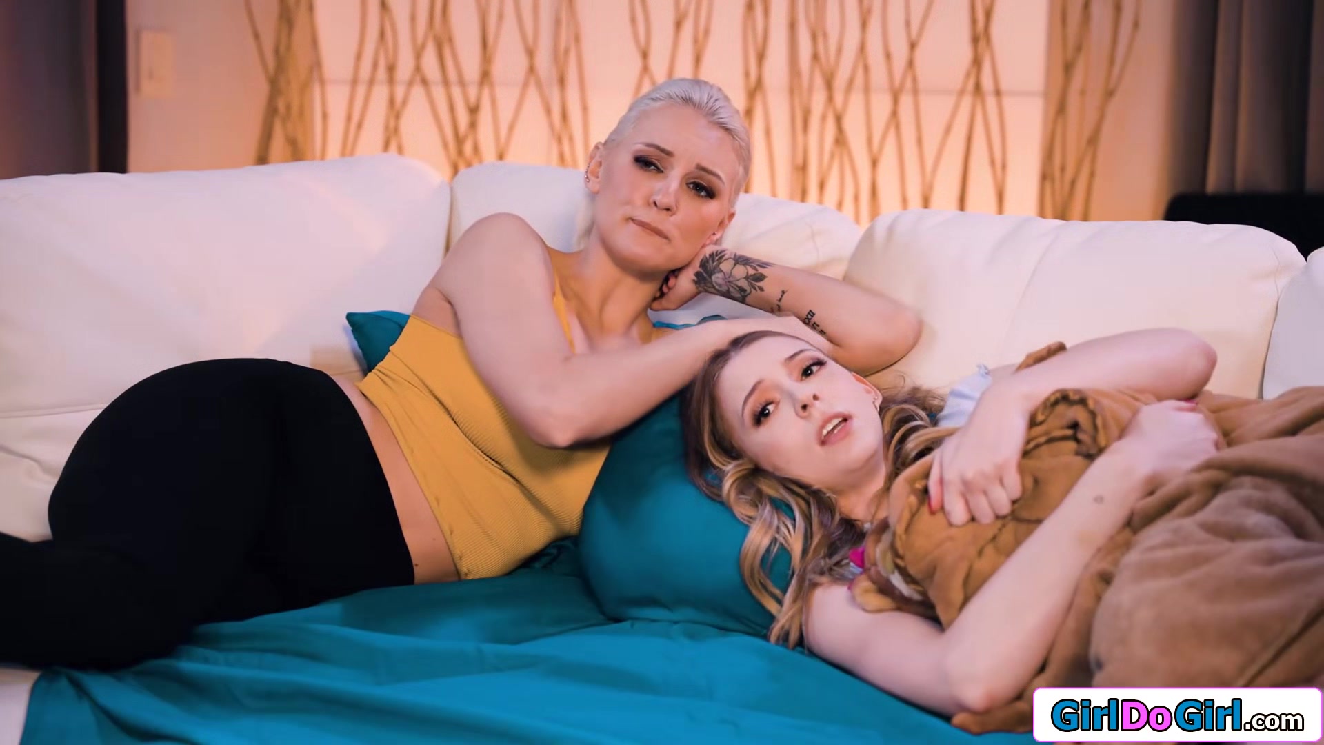 Big tits stepmom and stepdaughter masturbate and lick pussy