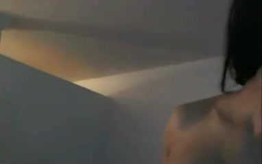 Luscious Busty Brunette Shemale Whacking Off
