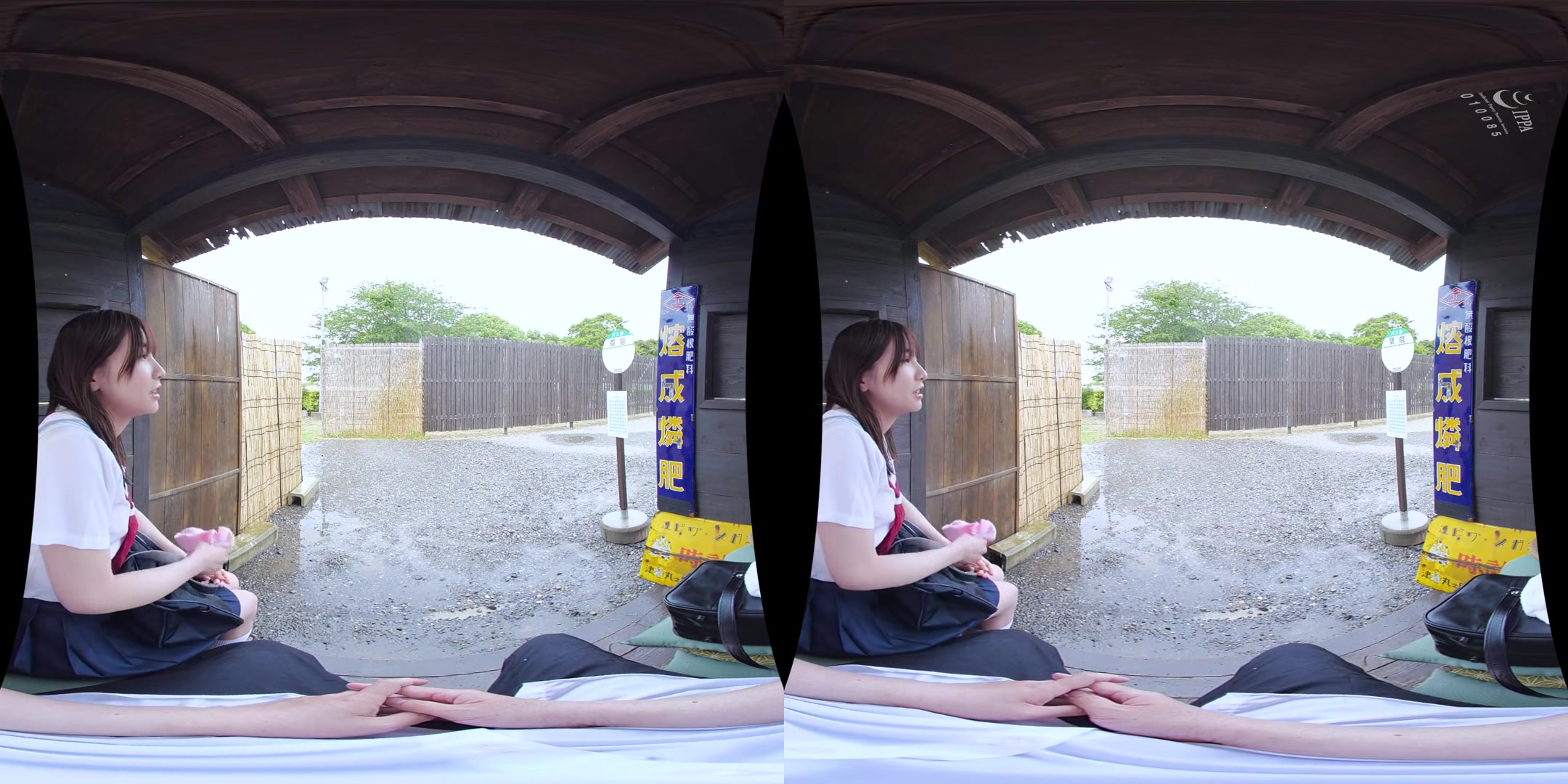 Soaking Wet on a Summer Day at the Bus Stop; Japanese Schoolgirls JAV VR Porn