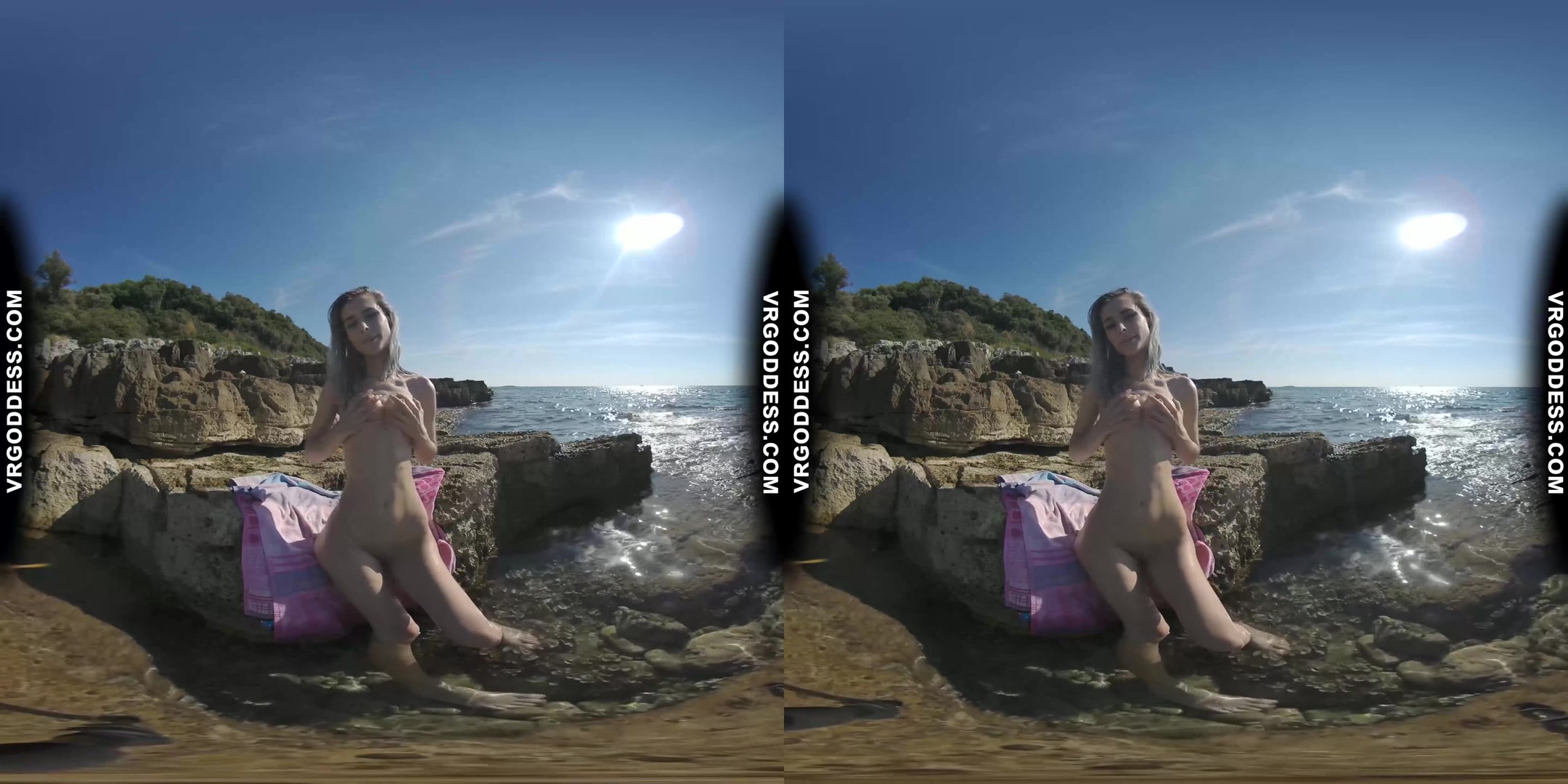 Sensual Sunbathing And Skinny Dipping On Vacation With Sexy Thin Blonde Poppy Jillin