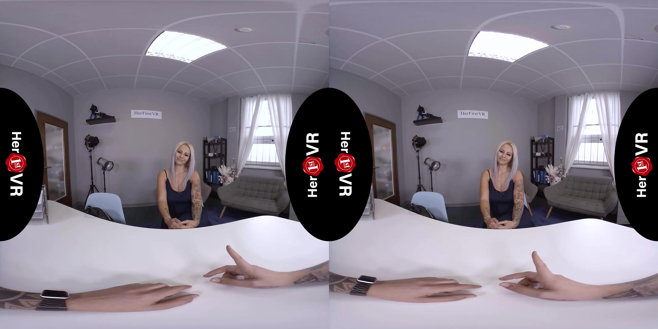 Domino - VR Casting; Huge Tits Blonde Amateur with Tattoos