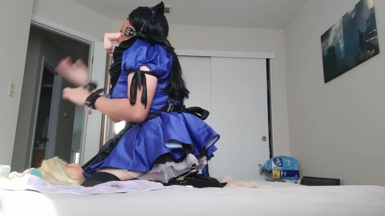 Sissy maid riding her doll