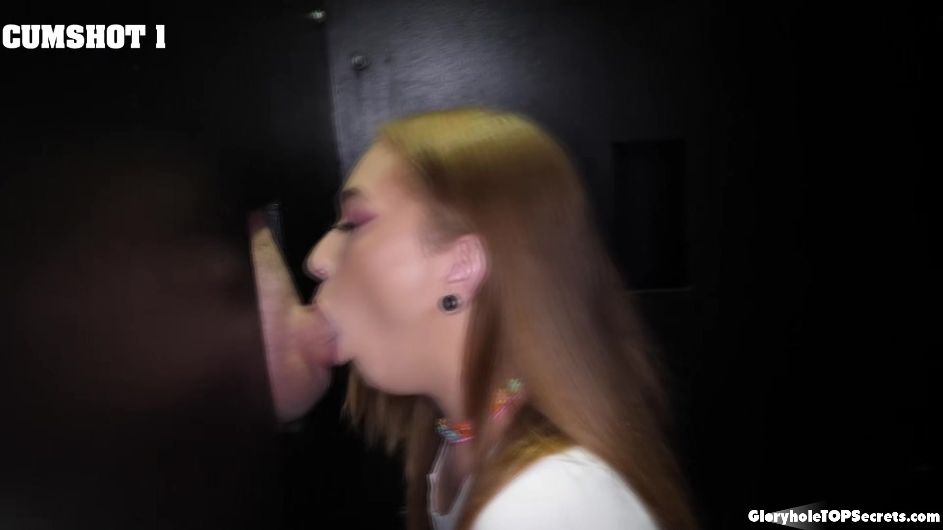 Callie deepthroats & downs 8 gloryhole loads