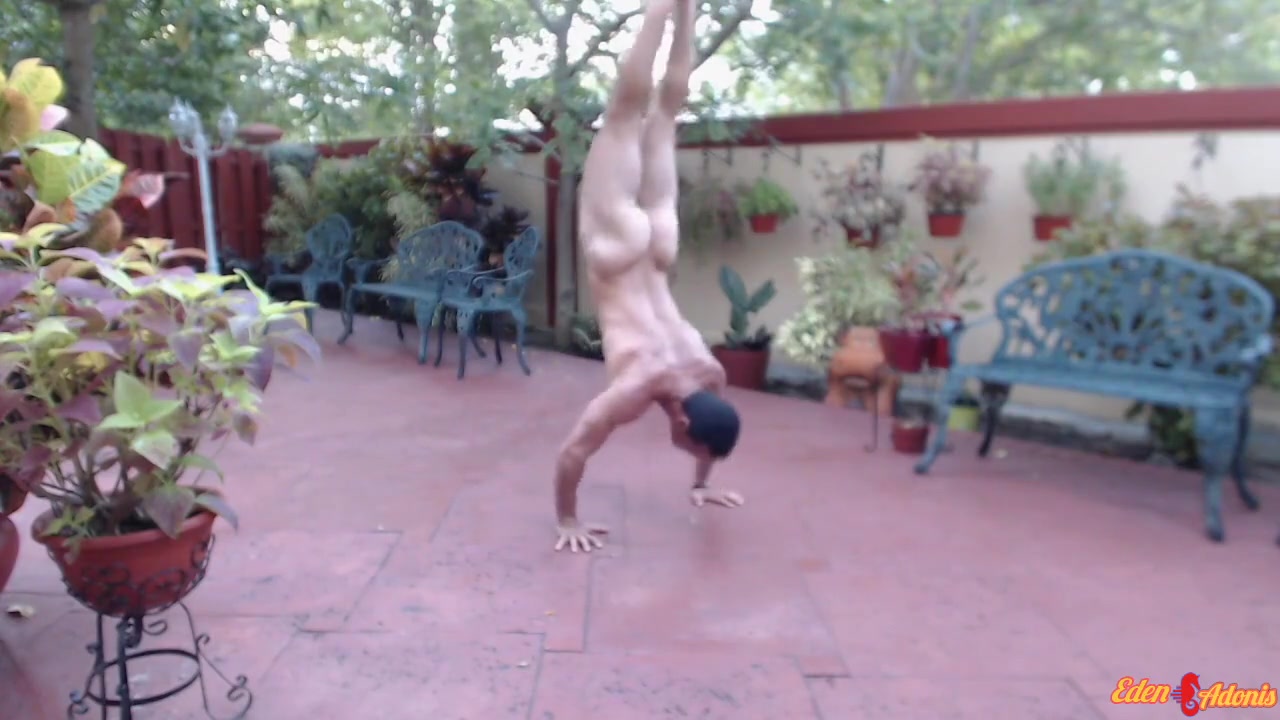 Sexy Guy Practicing Outdoor Handstand