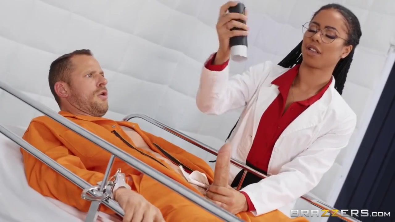 Scott Nails And Kira Noir In A Black Nurse Wanks A Prisoners Big White Cock Before Taking It Vaginally