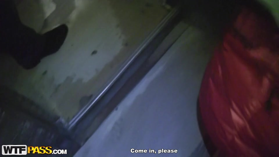 stripped cutie is group-fucked in a storage room