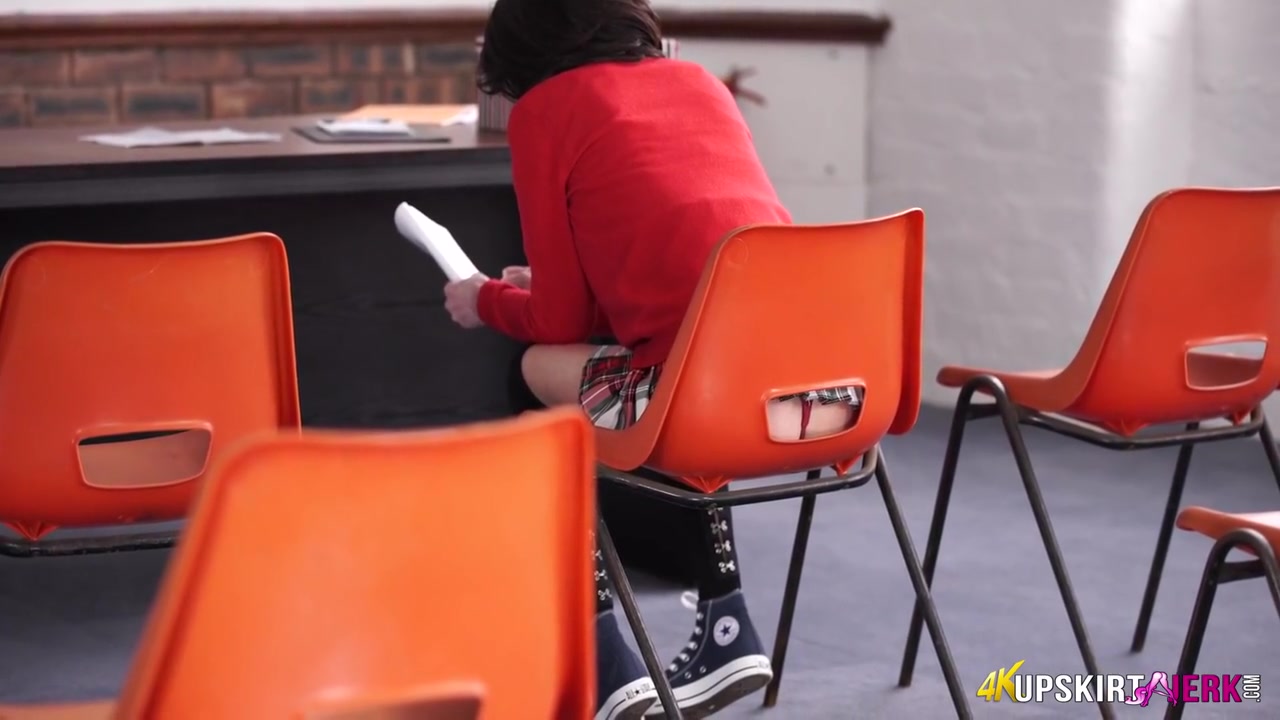 College Girl Flashes Her Red Panties And Pert Bum In Front Of Teacher