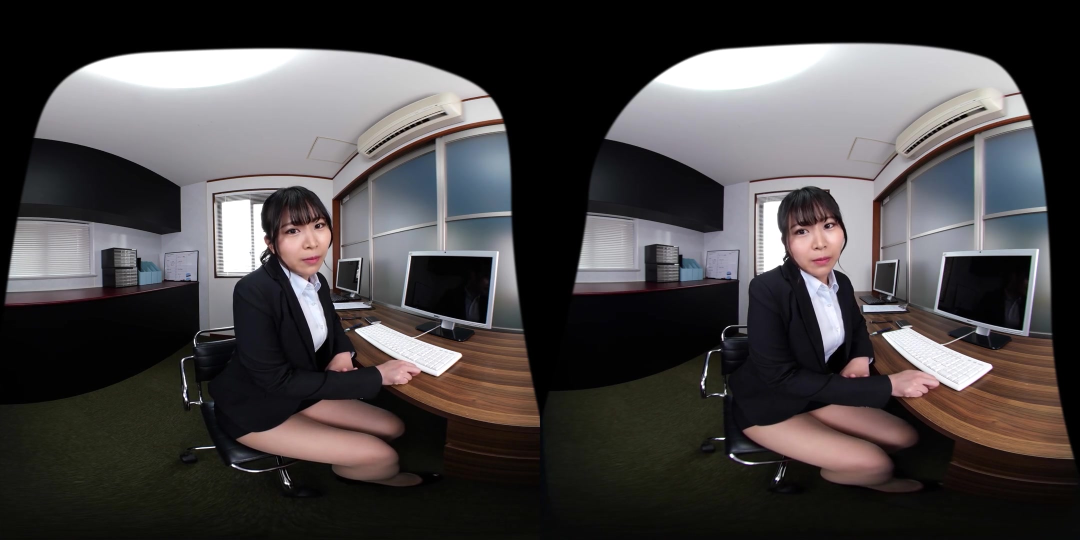 Virtual Dive: At the Company, Grey Play with Rei Nishimura; Busty Japanese OL Flirts with you In Lingerie