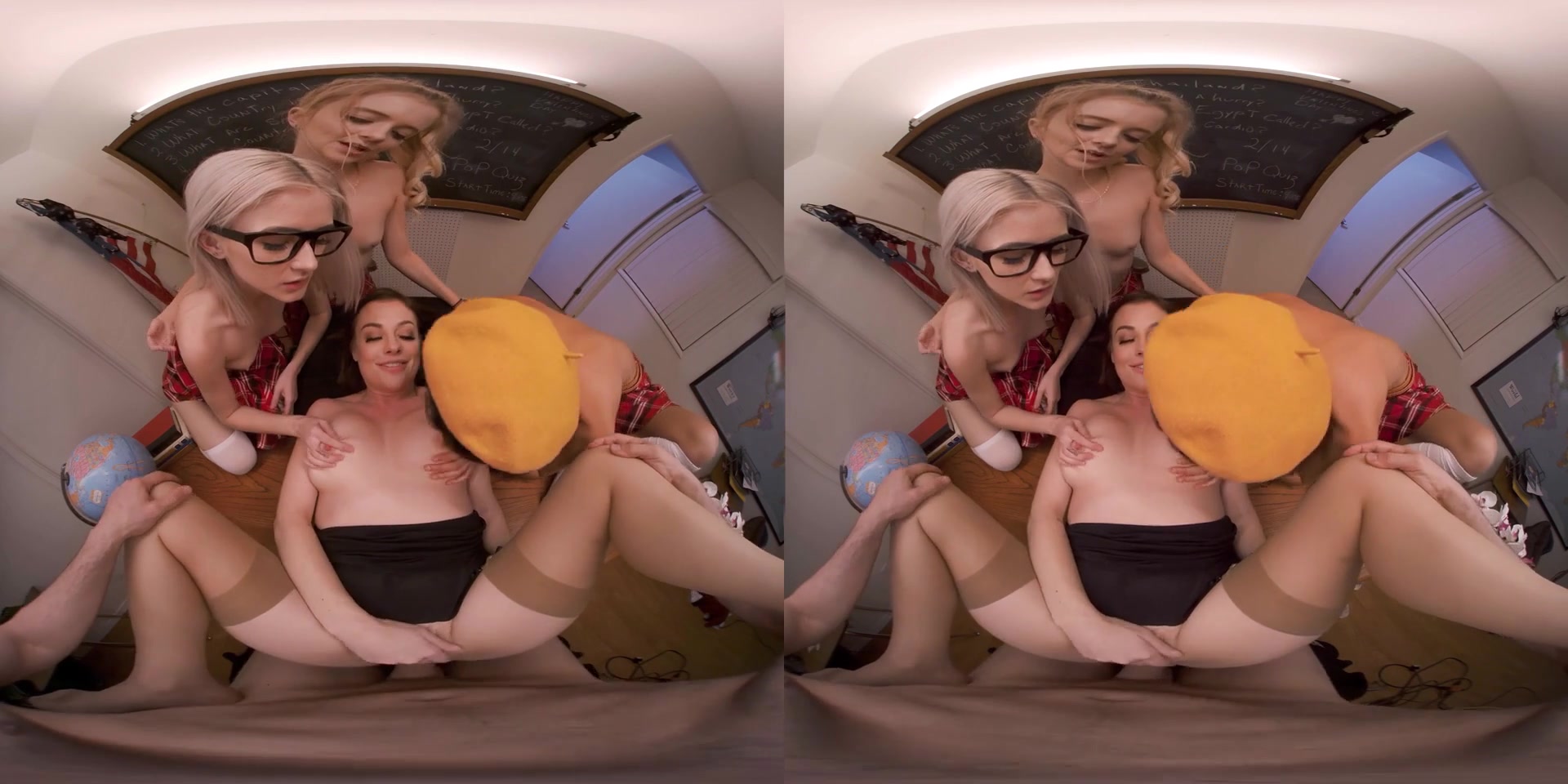 Jada Doll & Jessie Saint & Riley Star & Sovereign Syre in Sorority Hookup: Happy Valentine's Day! VR Porn Video - VRBangers