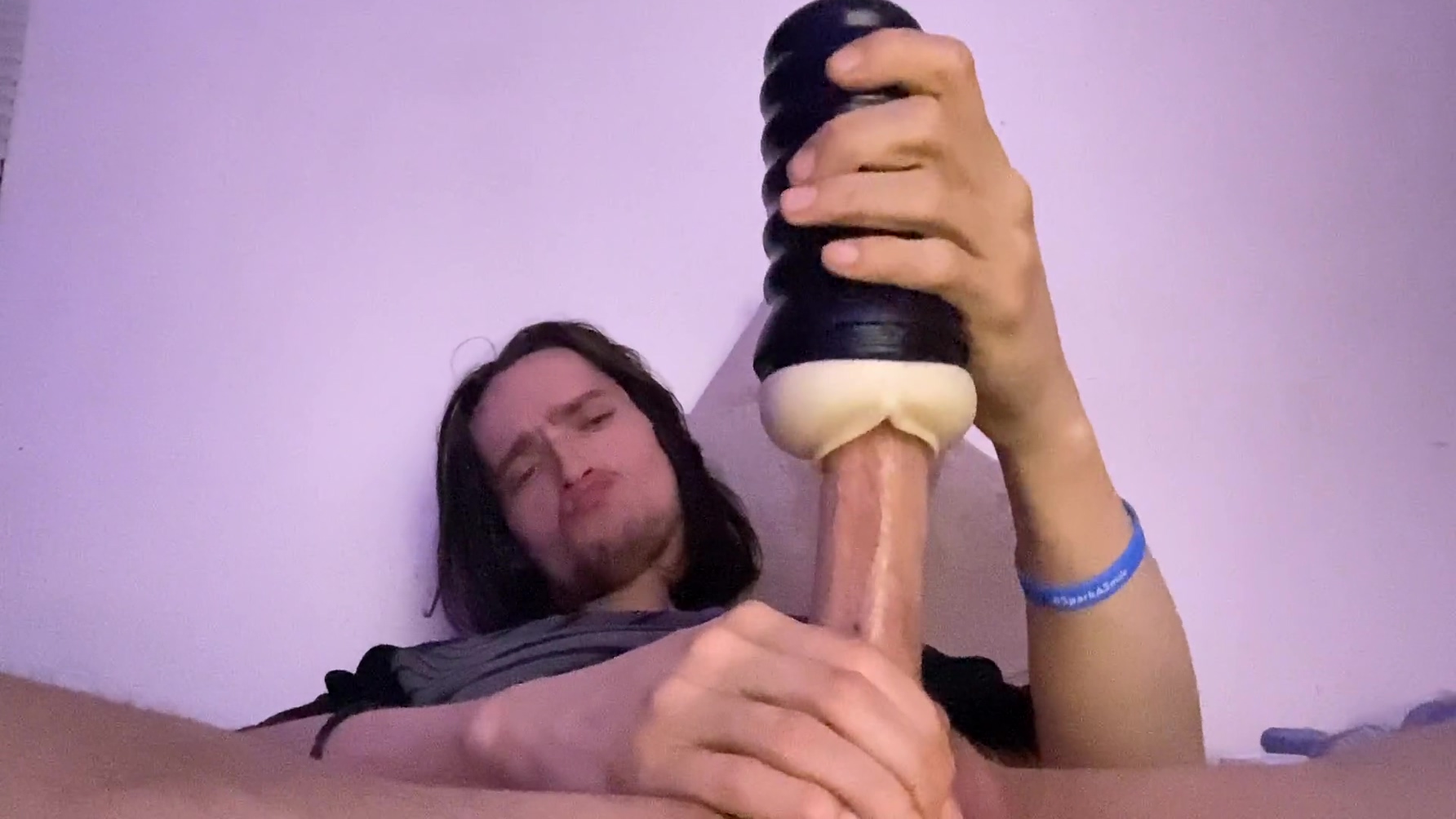 Guy Glasses Masturbation Fun Teasing Cumshot Fleshlight Toy Pump