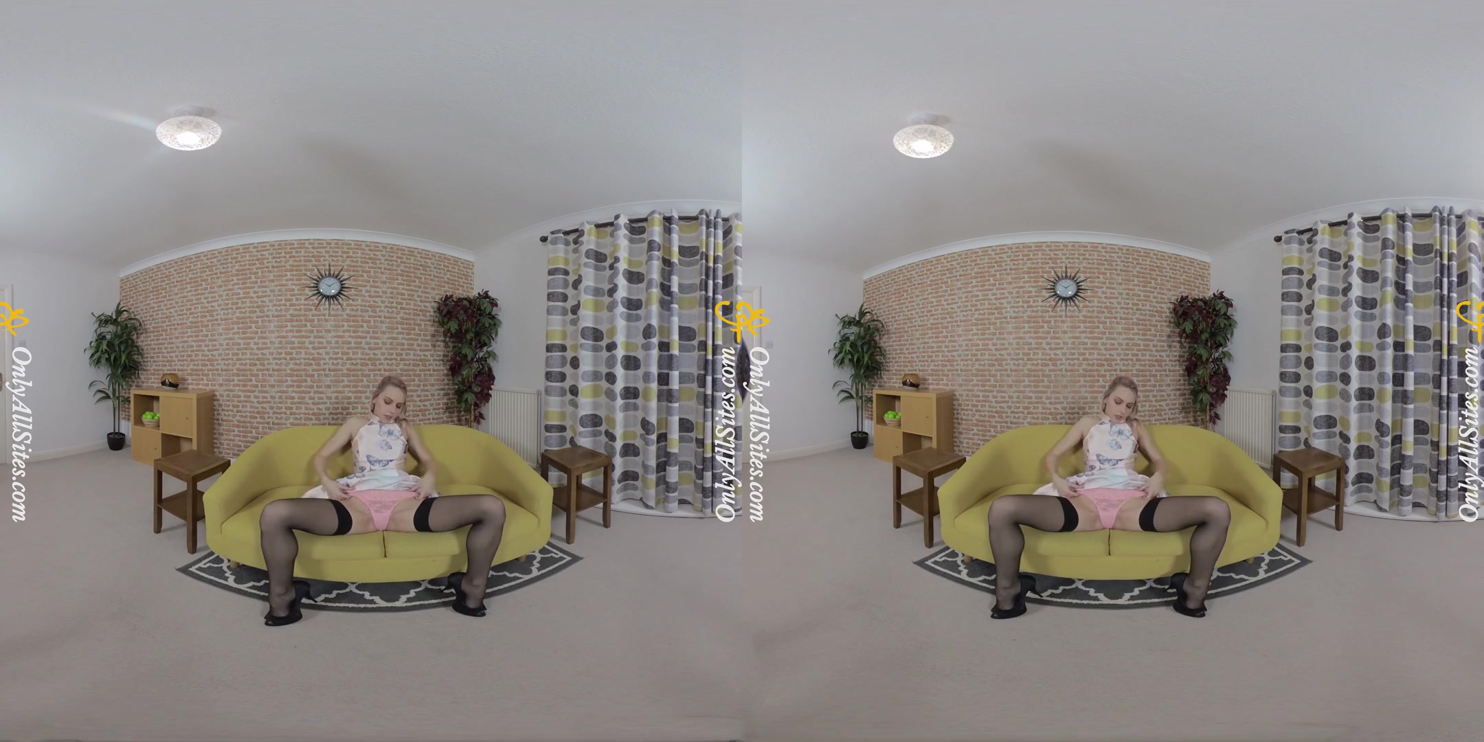 Chloe Toy - Butterfly Dress; Sexy Blonde Amateur Stripping on the Couch