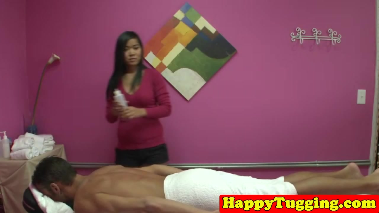 Real asian masseuse wanking clients dick
