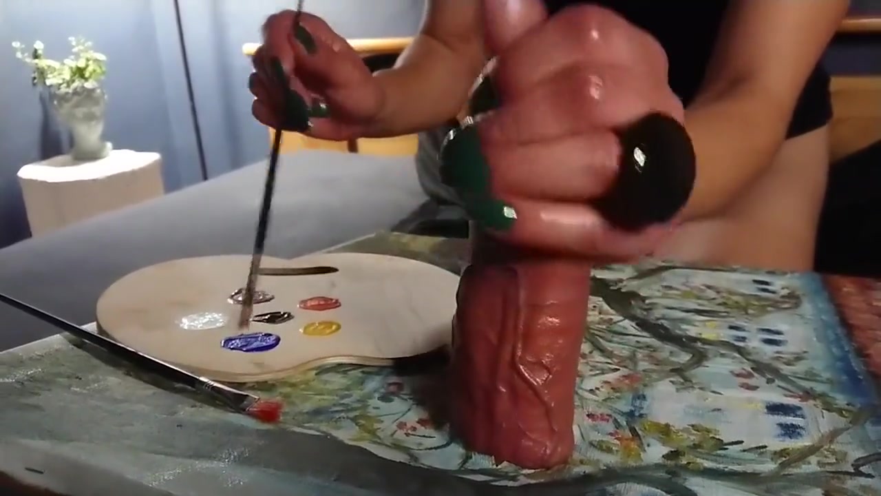 Handjob Cumshot To Make Art With Cock Milking