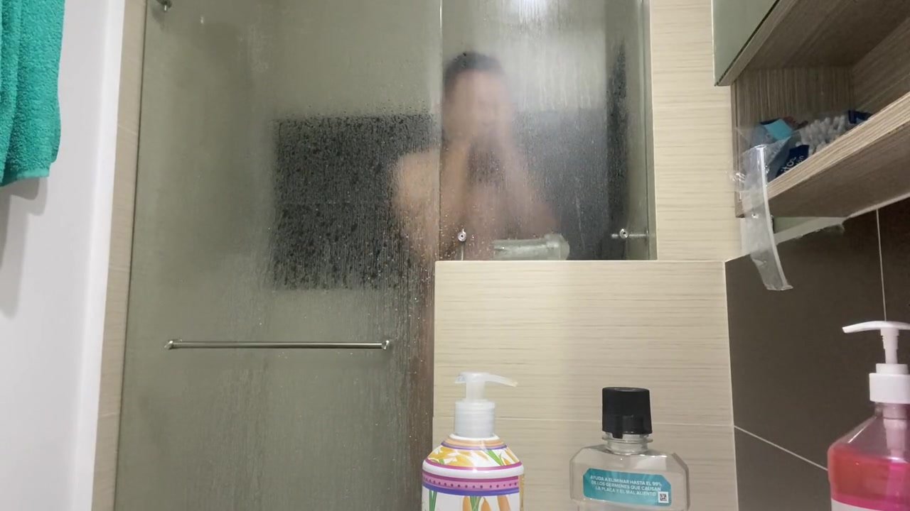 Latino Takes A Shower And Uses His Toy