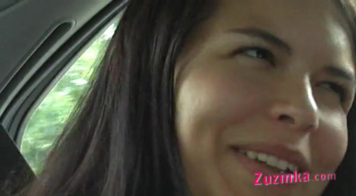 Zuzinka plays with her pussy in a taxi