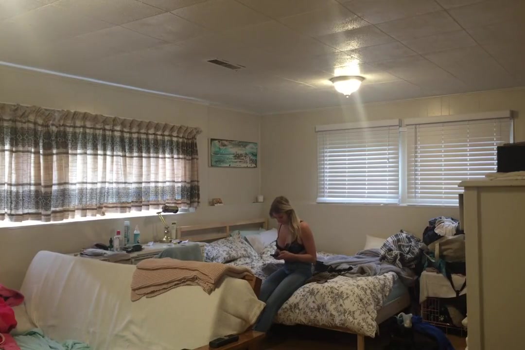 EPIC spy! Dumb slut young Step sister spied undressing after school