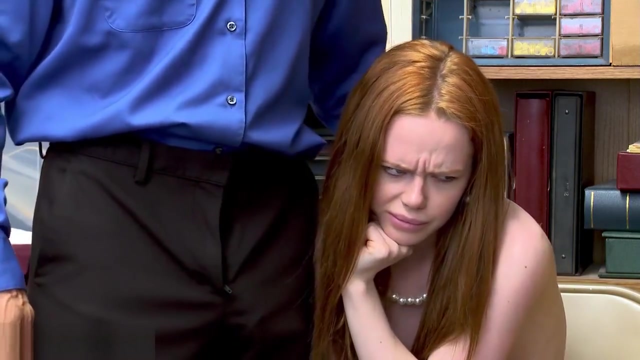 Classy redhead teen 18+ thief with huge nipples punished