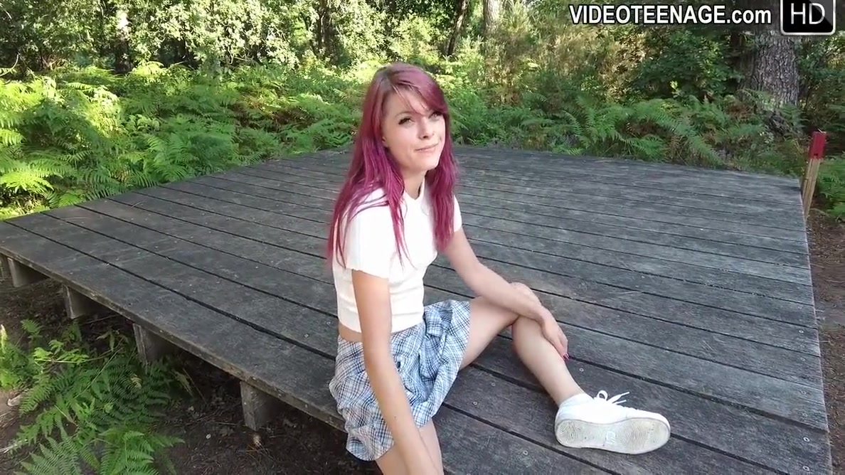 18 Year Cute Girl Outdoor With Mini Skirt