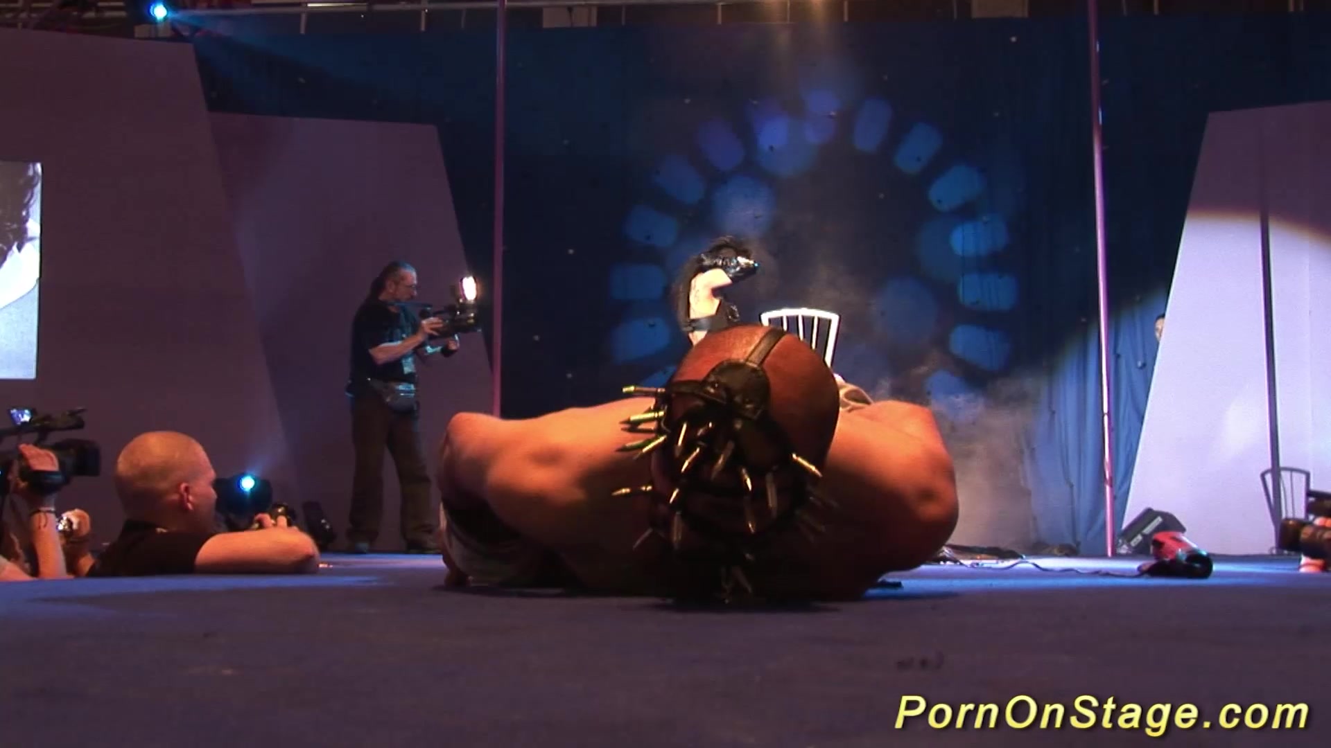 crazy fetish needle show on stage