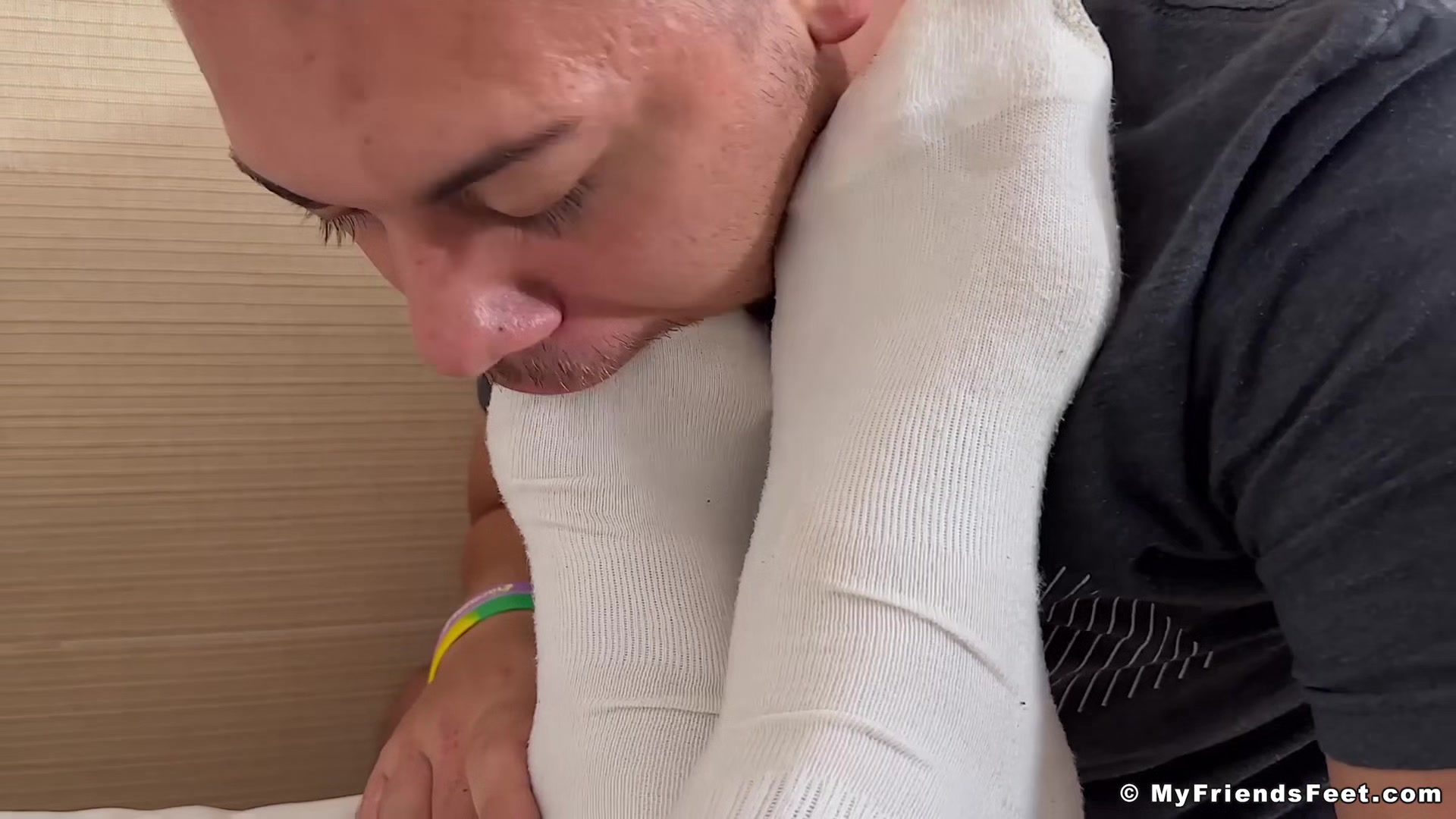 Muscled hunk Girth indulges worship of his size 14 feet