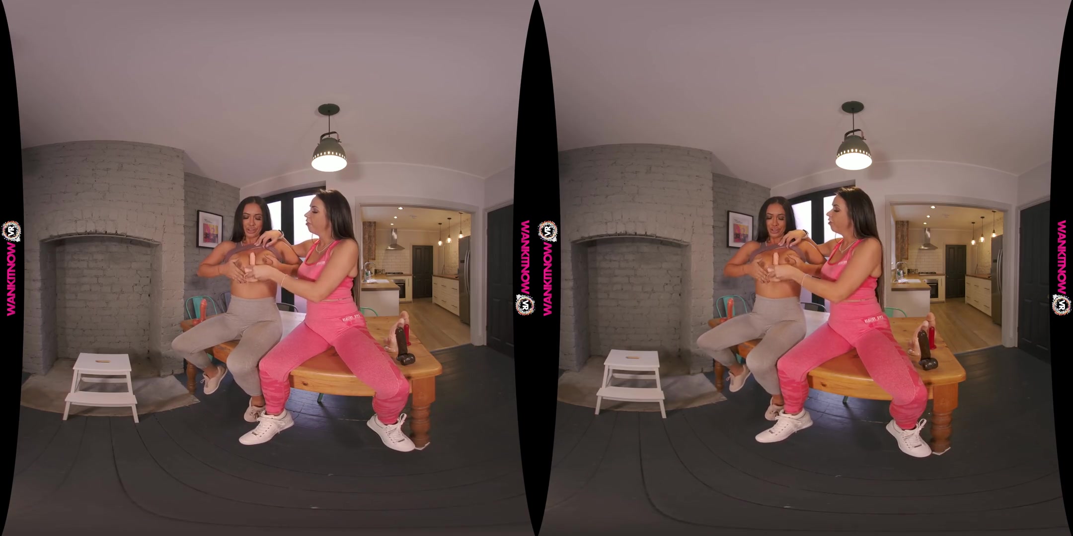 Wankercise - Hot Lesbian Babe Stripping and Fucking