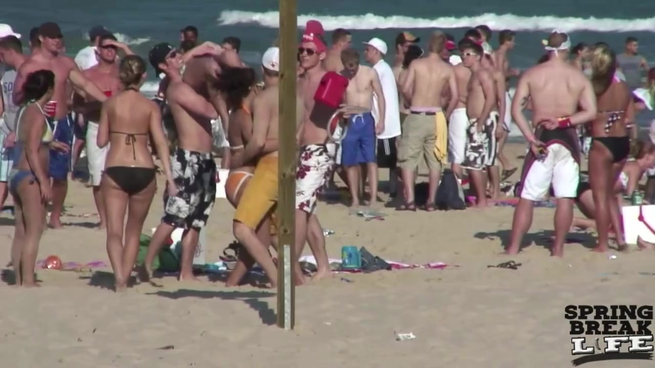 Windy Day on the Beach During Spring Break Meeting Some Party Girls