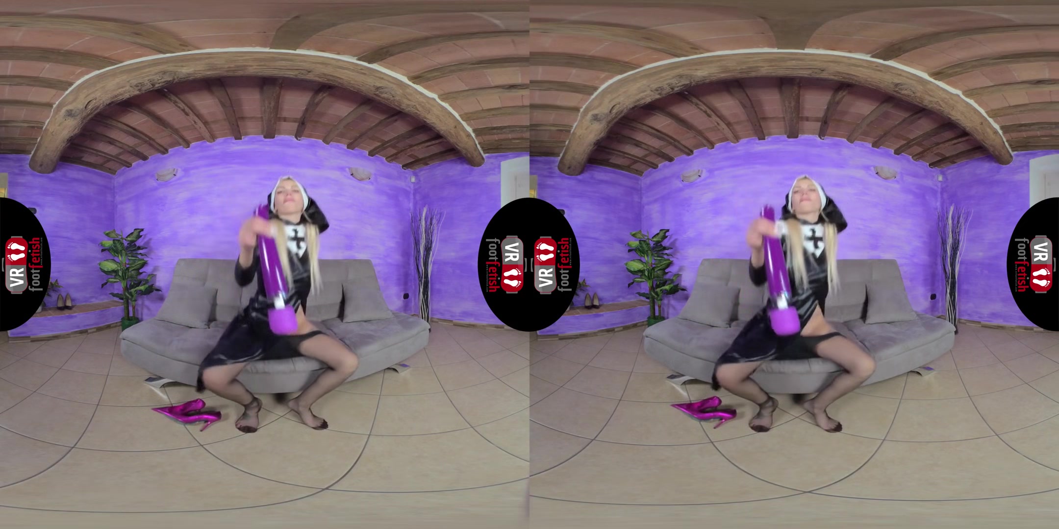 Naughty nun ElisГЁ Stimulates Her Pussy With A Purple Vibrator - Cosplay Solo VR Porn Foot Fetish