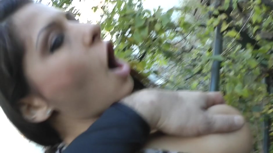 Big-titted girl enjoys hard cunt fucking in public