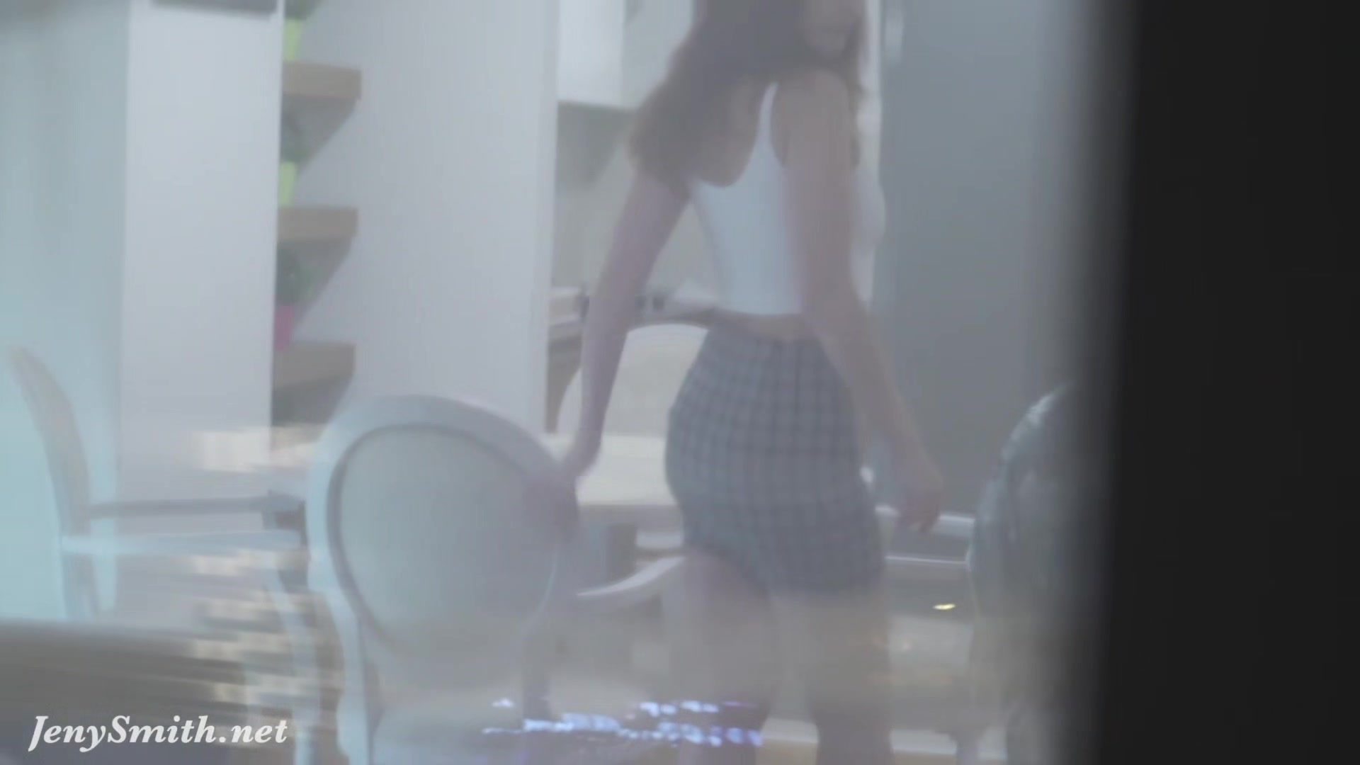Spying on Jeny Smith thru the window while she take a nude selfies