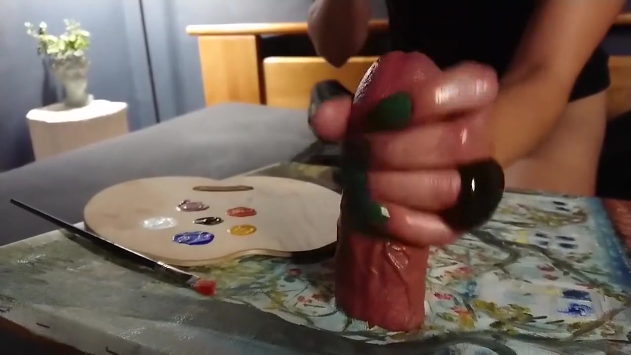 Handjob Cumshot To Make Art With Cock Milking