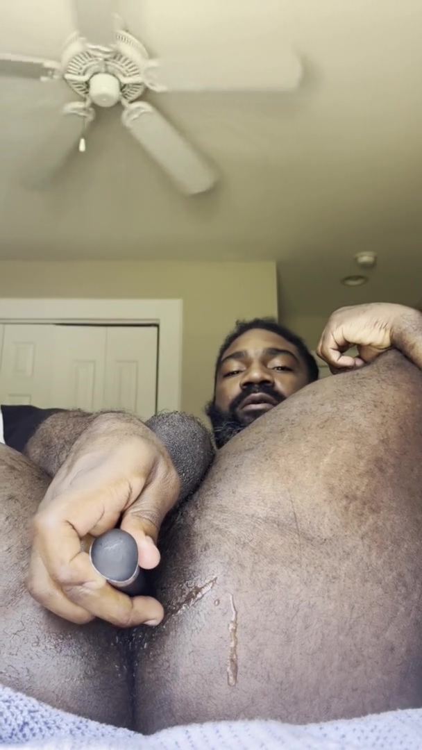 Papa Stretches Asshole With Long Black Vibrator